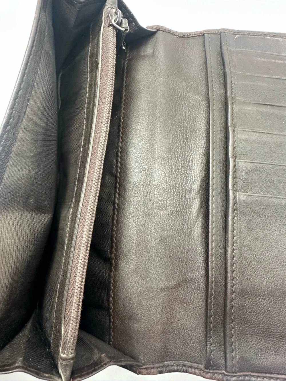 Gucci Wallet Chocolate Brown Guccissima Leather Long Continental GG Authentic - Picture 9 of 12